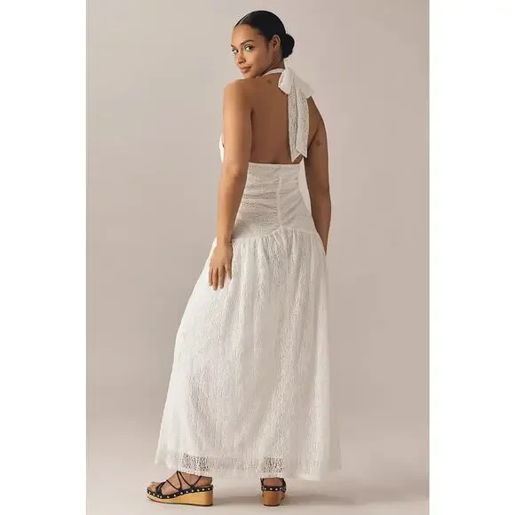 NWT Anthropologie Flat White Plunge Slim Maxi Dress $168 PLUS 1X White - Picture 7 of 8